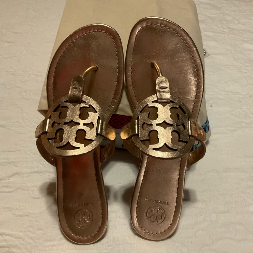 Tory Burch Miller Sandals Rose Gold Size 10
